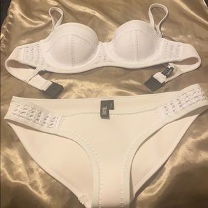 Triangl White Crocheted Balconette Bikini